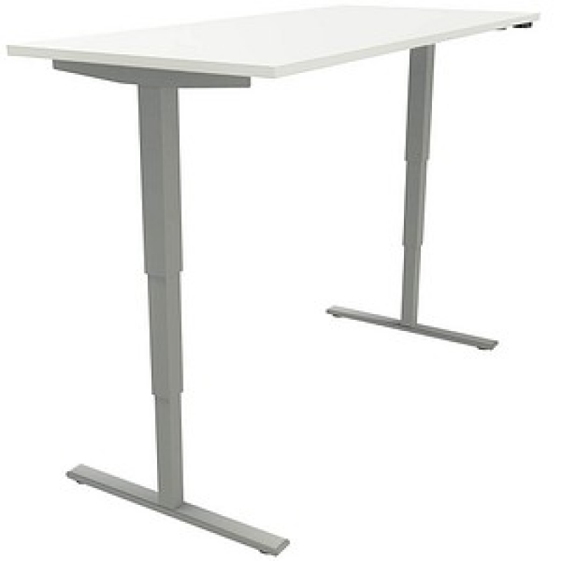 fm Sidney elektrisch höhenverstellbarer Schreibtisch weiß rechteckig, T-Fuß-Gestell silber 180,0 x 80,0 cm – Bild 1 von 2