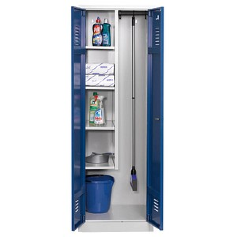 Gürkan Putzmittelschrank 104432 lichtgrau, enzianblau 4 Fachböden 60,0 x 50,0 x 180,0 cm, aufgebaut, 1 St. – Bild 1 von 7