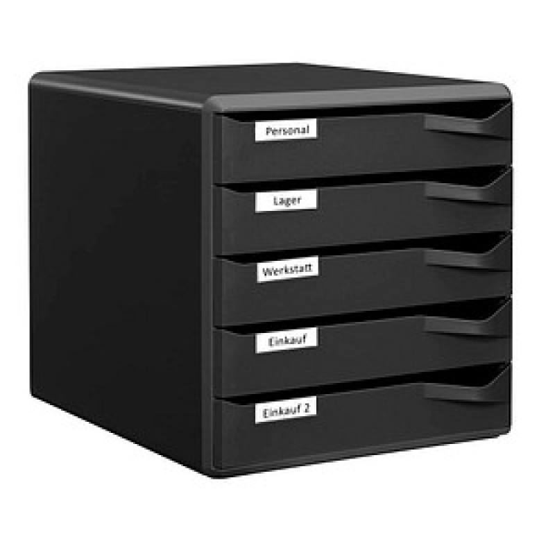 LEITZ Schubladenbox Post-Set schwarz 52930095, DIN A4 mit 5 Schubladen, 1 St.
