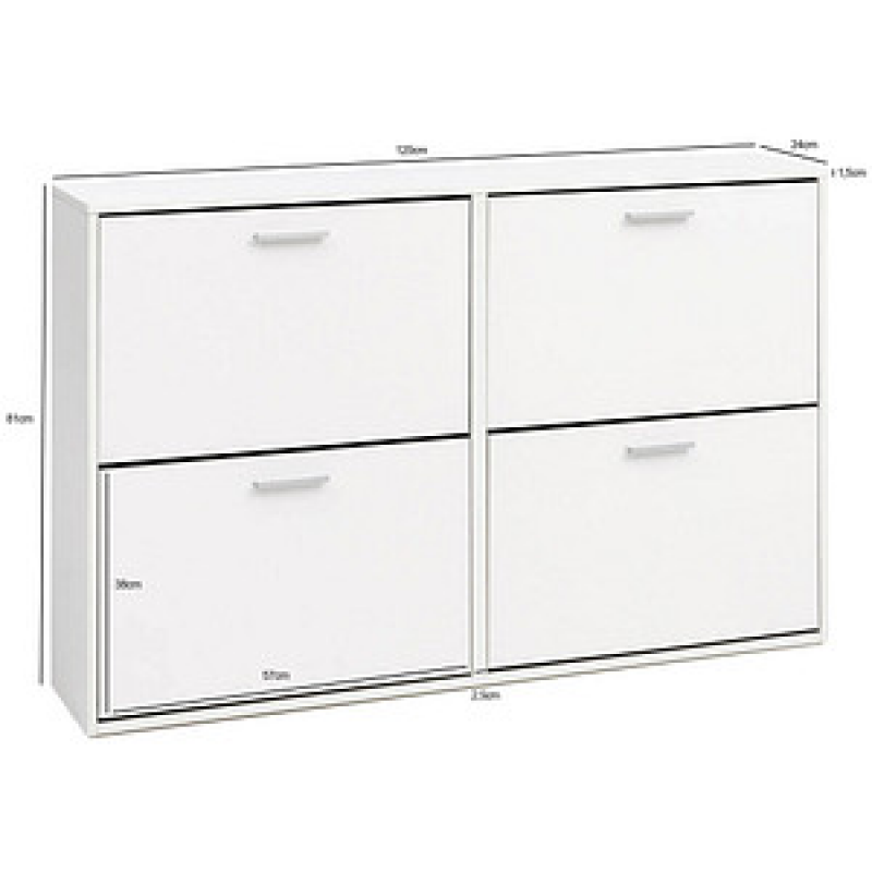 WOHNLING Schuhschrank, WL5.829 weiß 4 Fachböden 120,0 x 24,0 x 81,0 cm – Bild 1 von 11