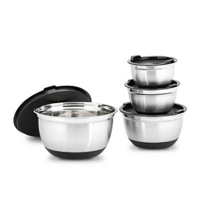 relaxdays Schüssel-Set BOWLY silber 4-tlg., 4 St. – Bild 1 von 9