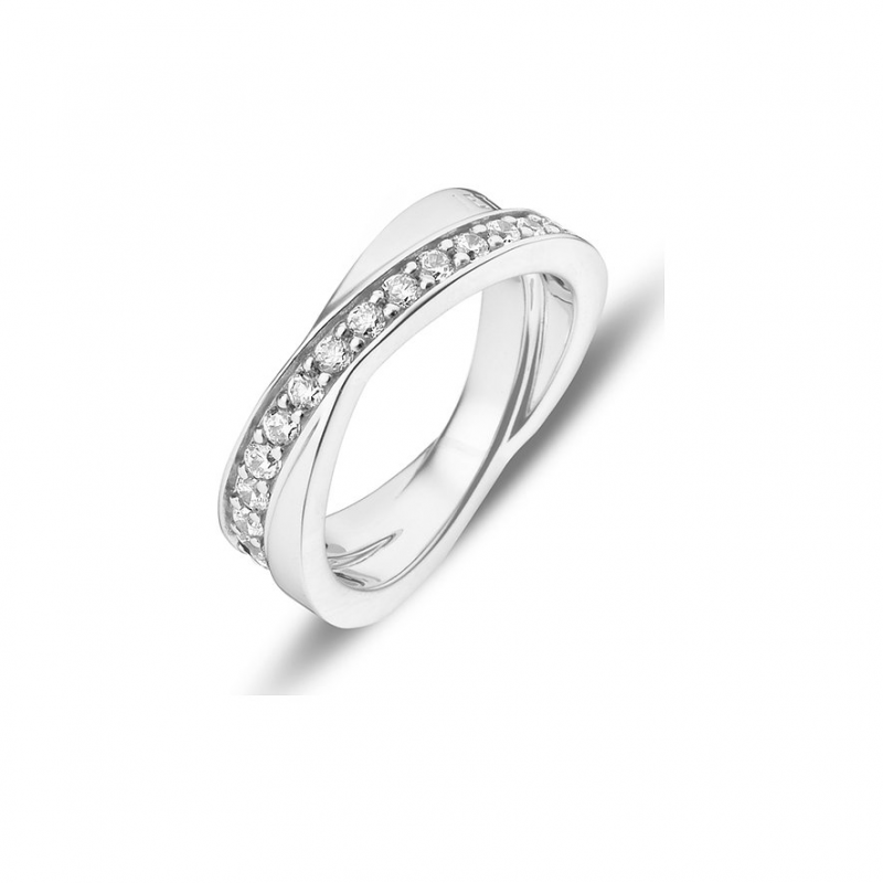 JETTE Damenring WRAPPED 86952424 925er Silber rhodiniert – Bild 1 von 3