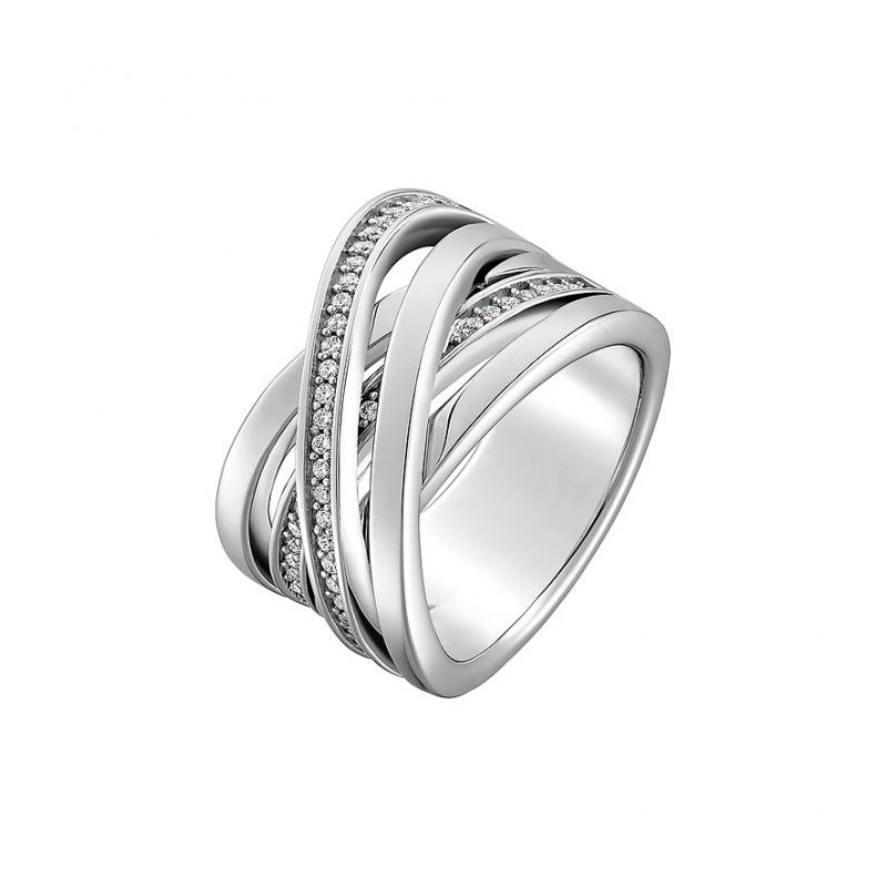 JETTE Damenring WRAPPED 87356281 925er Silber rhodiniert – Bild 1 von 2