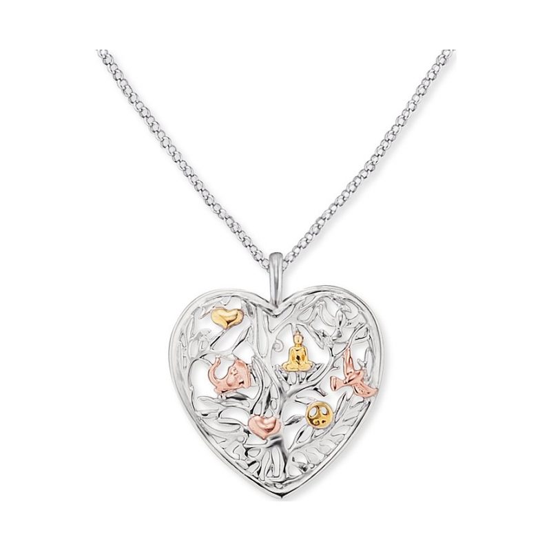 Engelsrufer Kette ERN-HEARTTREE-TRICO 925er Silber platiniert – Bild 1 von 3