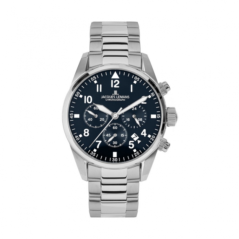 Jacques Lemans Chronograph Barcelona 42-2D Edelstahl – Bild 1 von 3
