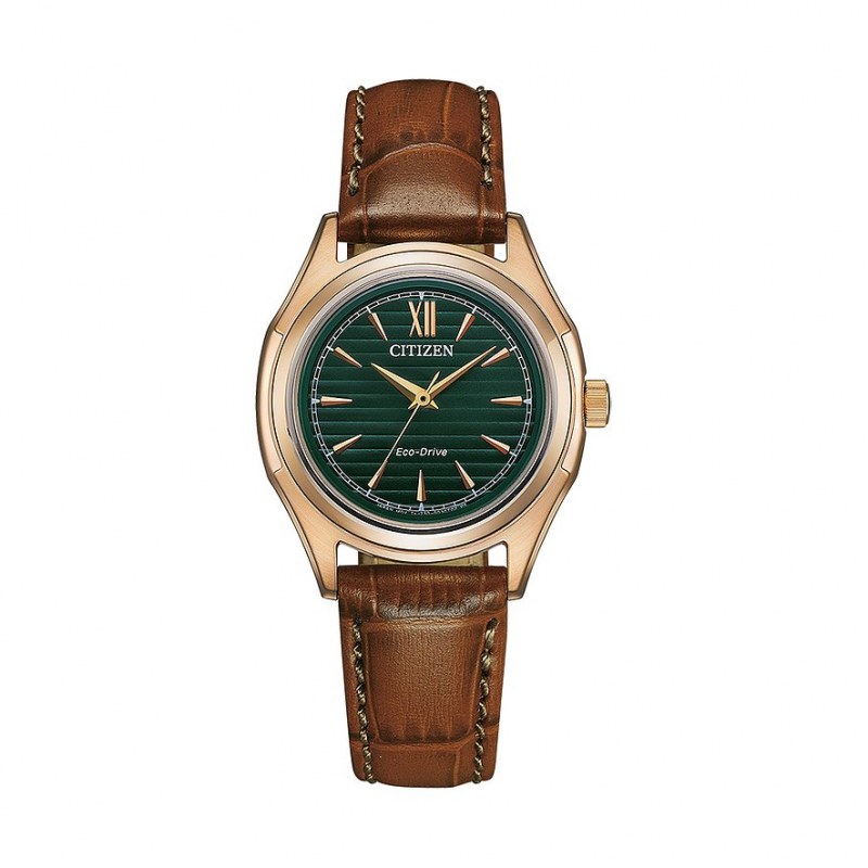 Citizen Damenuhr Leder Eco Drive FE2113-16X Edelstahl – Bild 1 von 3