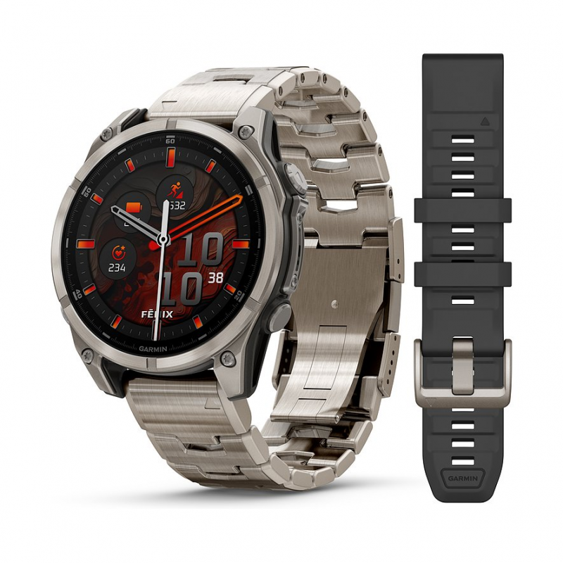 Garmin Smartwatch Fenix 8 - 47 mm AMOLED Sapphire Graphit Titanium Titan 010-02904-40 – Bild 1 von 3