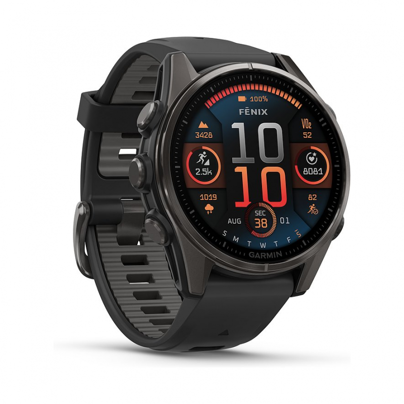 Garmin Smartwatch Fenix 8 - 43 mm AMOLED Sapphire Schwarz Carbongrau Titan 010-02903-21 – Bild 1 von 3