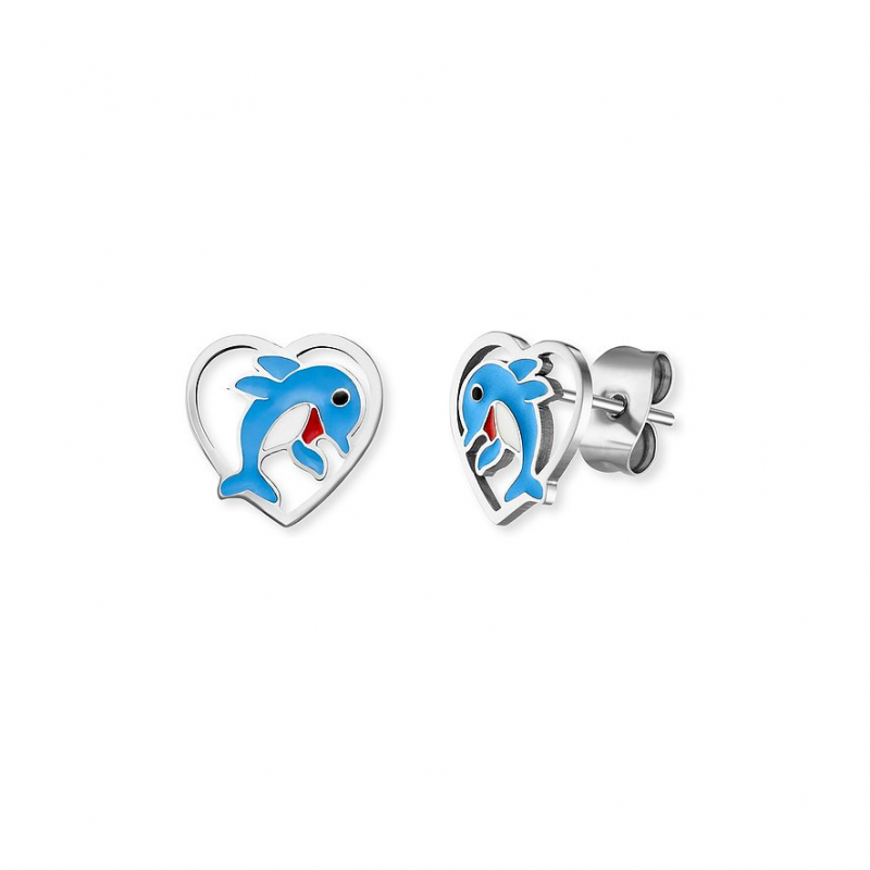 Engelsrufer Kinderohrring HEES-DOLPH-HEART-ST Edelstahl, Emaille