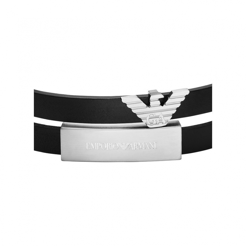 Emporio Armani Armband EAGLE LOGO EGS3311040 Leder, Edelstahl – Bild 1 von 2