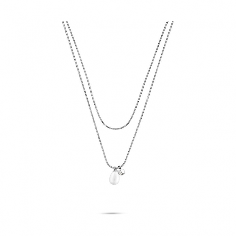s.Oliver Kette SOJ-0185-N-45 Edelstahl, Perle – Bild 1 von 2
