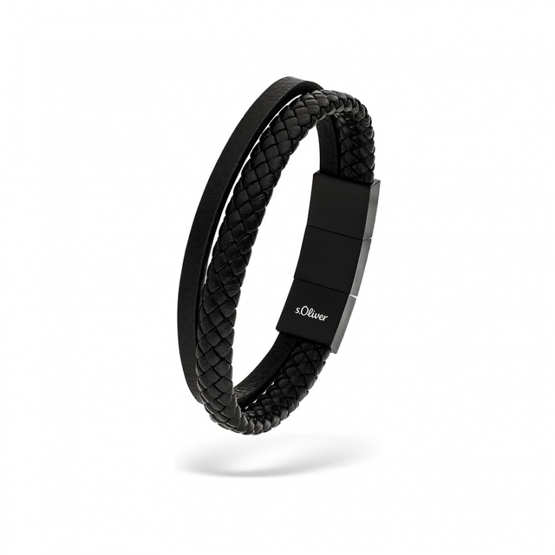s.Oliver Armband SOJ-0055-B-22 Edelstahl, Leder – Bild 1 von 2