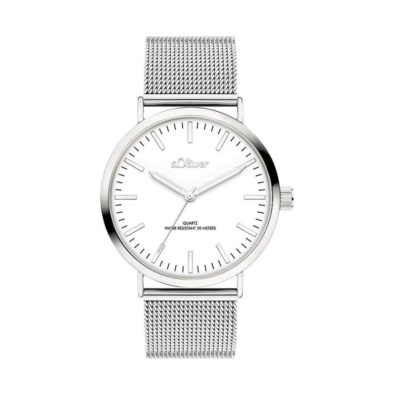 s.Oliver Damenuhr Classic Mesh Large SO-4541-MQ Edelstahl – Bild 1 von 3