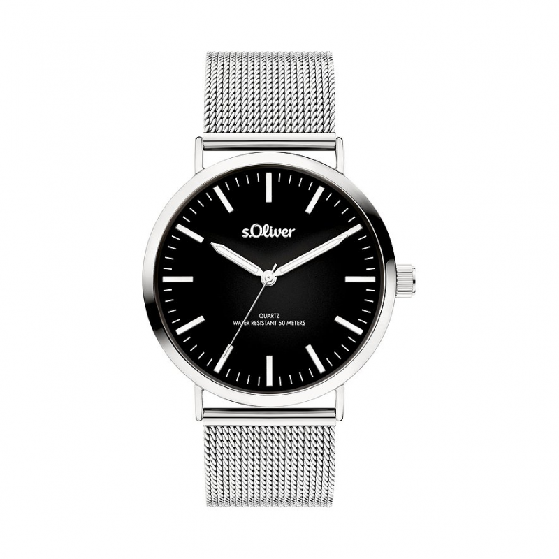 s.Oliver Damenuhr Classic Mesh Large SO-4543-MQ Edelstahl – Bild 1 von 3