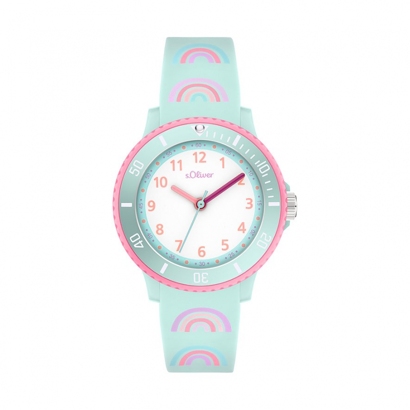 s.Oliver Kinderuhr Regenbogen SO-4501-PQ Kunststoff – Bild 1 von 2