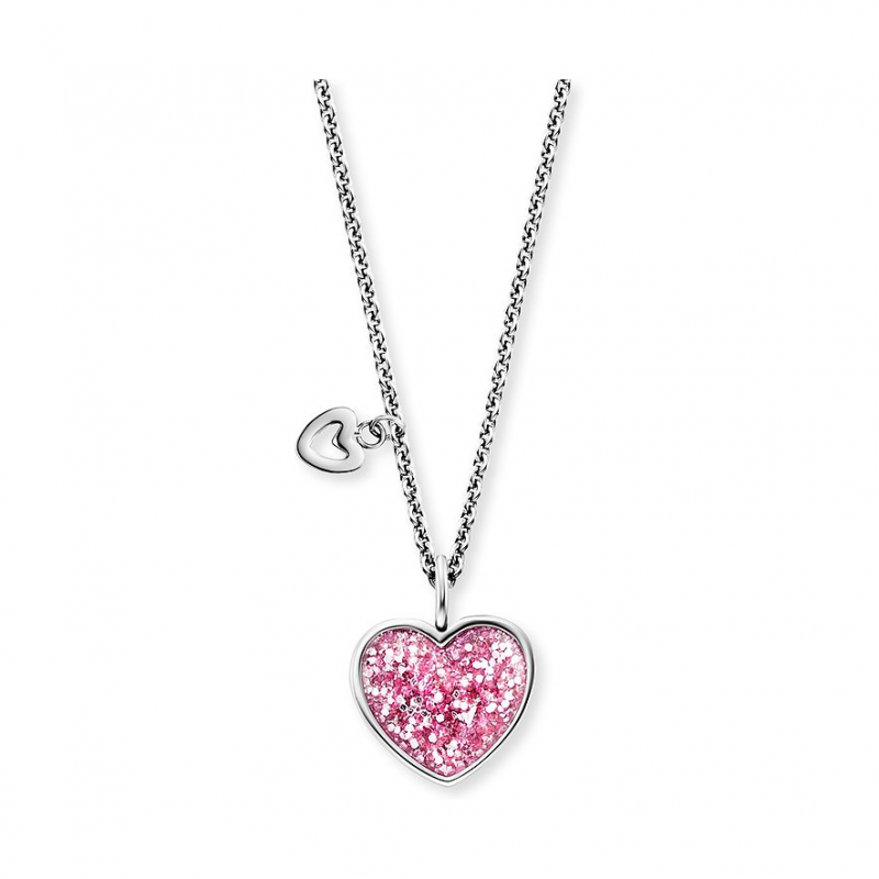 Engelsrufer Kette KOL HENS-GLITTERHEART Edelstahl, Emaille