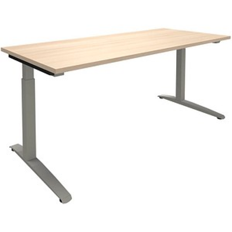 fm Sidney höhenverstellbarer Schreibtisch akazie rechteckig, C-Fuß-Gestell Quadratrohr silber 180,0 x 80,0 cm – Bild 1 von 2