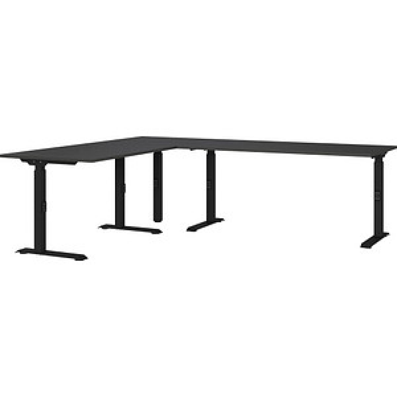 GERMANIA Mailand höhenverstellbarer Schreibtisch grafit L-Form, C-Fuß-Gestell schwarz 240,0 x 200,0 cm – Bild 1 von 11