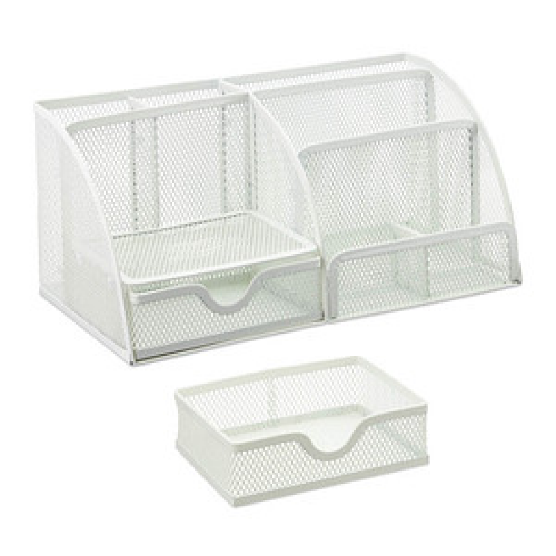 relaxdays Schreibtisch-Organizer weiß Metall 6 Fächer 28,0 x 14,0 x 13,0 cm – Bild 1 von 10