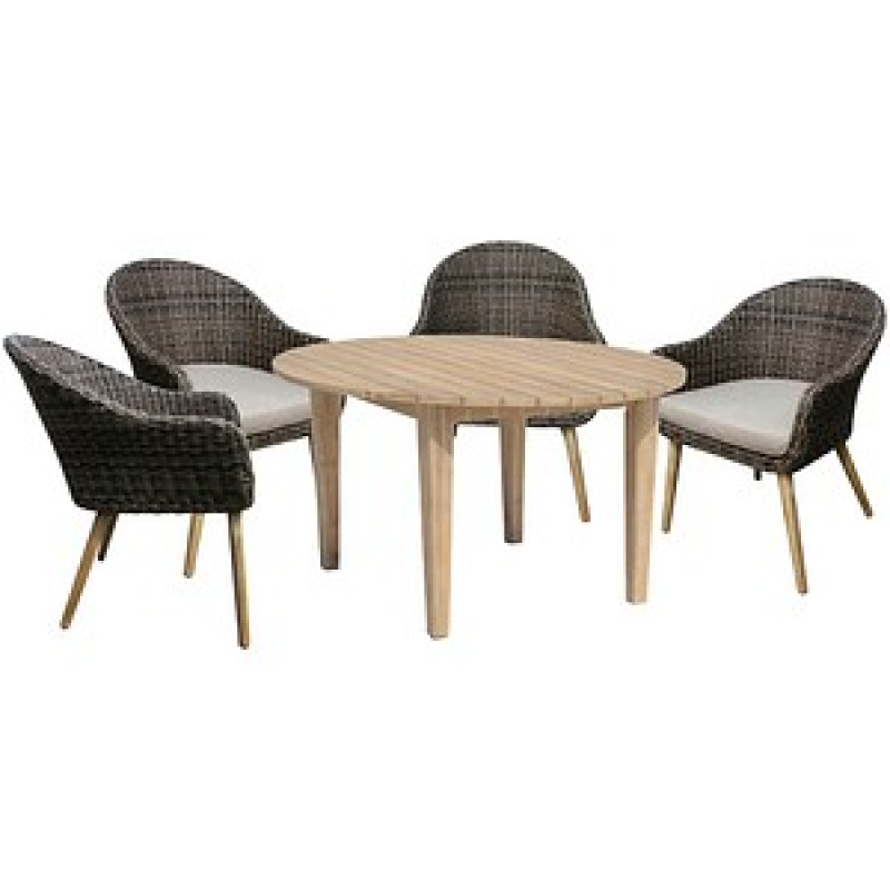 Garden Pleasure Sitzgruppe PUEBLO/ ARVADA taupe, natur Kunststoff, Holz, 5-teilig – Bild 1 von 6