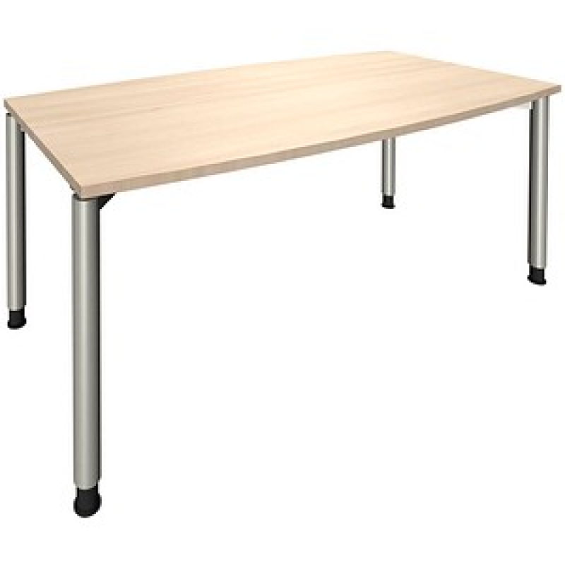 fm Konferenztisch fastline akazie Tonnenform, 4-Fuß-Gestell silber, 180,0 x 80,0/90,0 x 68,0 - 82,0 cm – Bild 1 von 2
