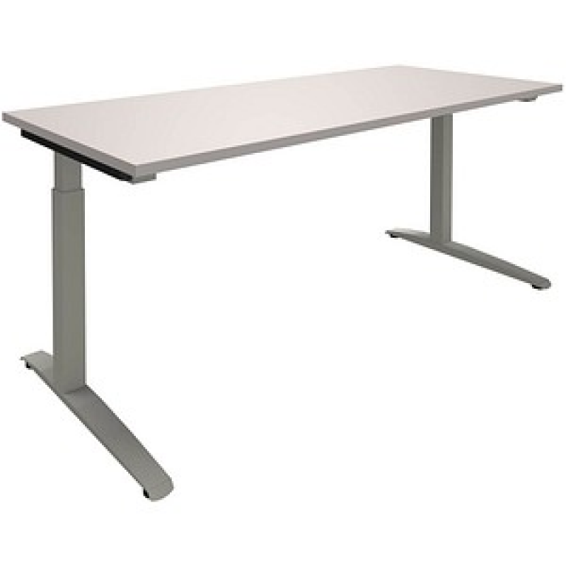 fm Sidney höhenverstellbarer Schreibtisch lichtgrau rechteckig, C-Fuß-Gestell Quadratrohr silber 180,0 x 80,0 cm – Bild 1 von 2