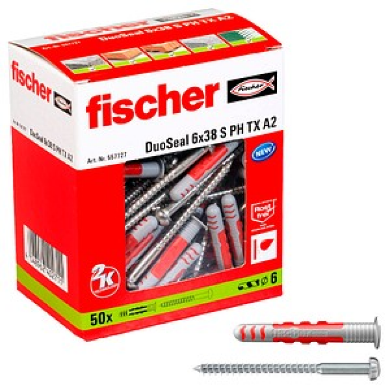 AKTION: fischer DuoSeal 6x38 S PH TX A2 2K 557727 Dübel mit Schrauben Ø 6 mm x 38 mm, 50 St. mit Prämie nach Registrierung – Bild 1 von 11
