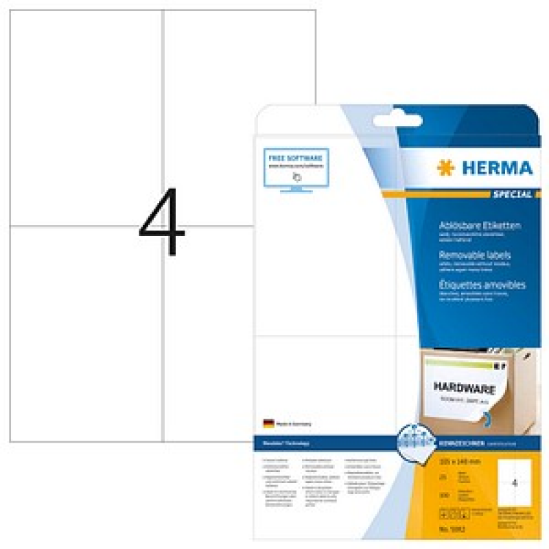 HERMA Etiketten 5082 weiß 105,0 x 148,0 mm, 25 Blatt – Bild 1 von 5