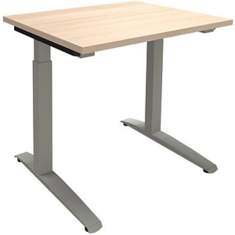 fm Sidney höhenverstellbarer Schreibtisch akazie rechteckig, C-Fuß-Gestell Quadratrohr silber 80,0 x 80,0 cm – Bild 1 von 2