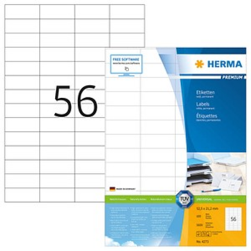 HERMA Etiketten 4273 weiß 52,5 x 21,2 mm, 100 Blatt – Bild 1 von 6