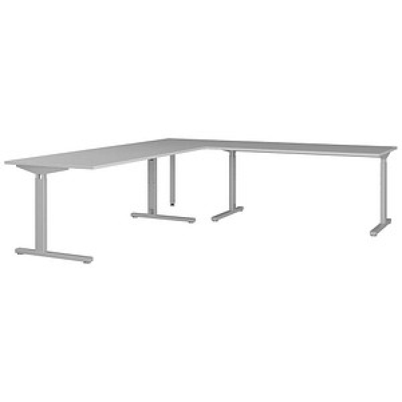 GERMANIA Profi 3.0 Schreibtisch lichtgrau L-Form, C-Fuß-Gestell silber 260,0 x 240,0 cm – Bild 1 von 11