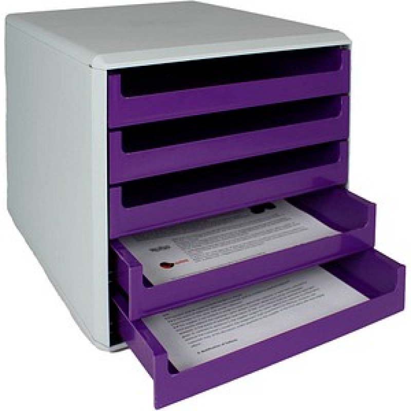M&M Schubladenbox violett 30050972, DIN A4 mit 5 Schubladen, 1 St. – Bild 1 von 4