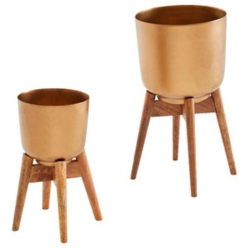 WOHNLING Pflanzenständer-Set Metall, Ø 31,0/25,0 cm gold, 2 St. – Bild 1 von 7