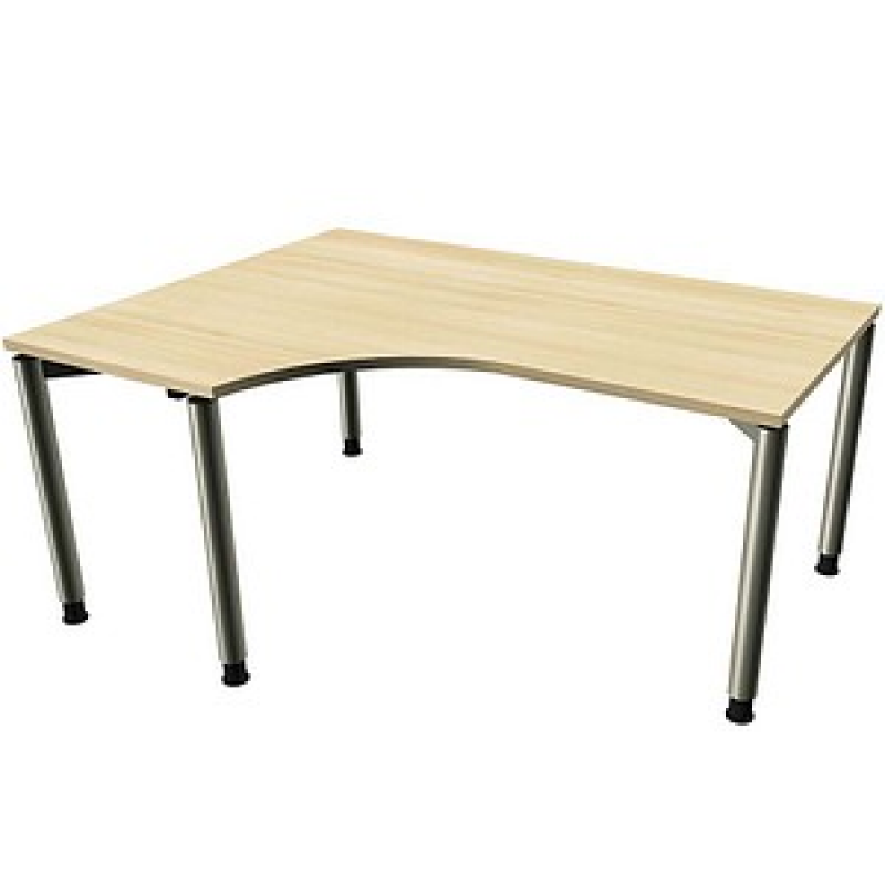 fm Sidney höhenverstellbarer Schreibtisch königsahorn Bogenform, 4-Fuß-Gestell Rundrohr silber 160,0 x 80,0 cm – Bild 1 von 2