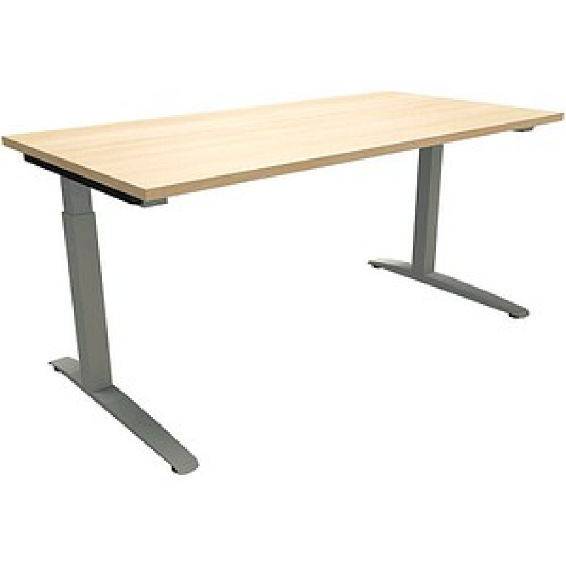 fm Sidney höhenverstellbarer Schreibtisch königsahorn rechteckig, C-Fuß-Gestell Quadratrohr silber 160,0 x 80,0 cm – Bild 1 von 2