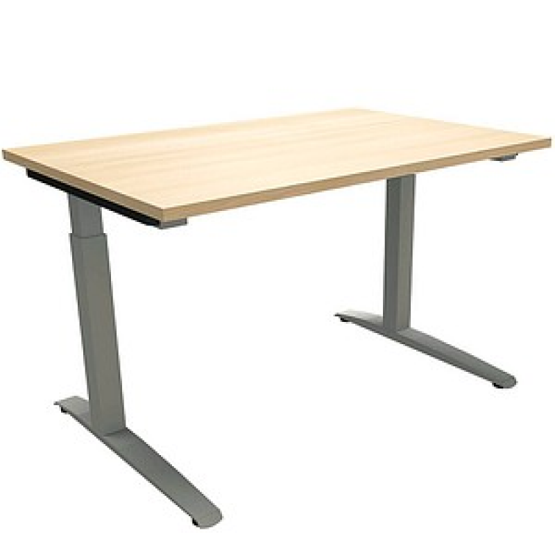 fm Sidney höhenverstellbarer Schreibtisch königsahorn rechteckig, C-Fuß-Gestell Quadratrohr silber 120,0 x 80,0 cm – Bild 1 von 2