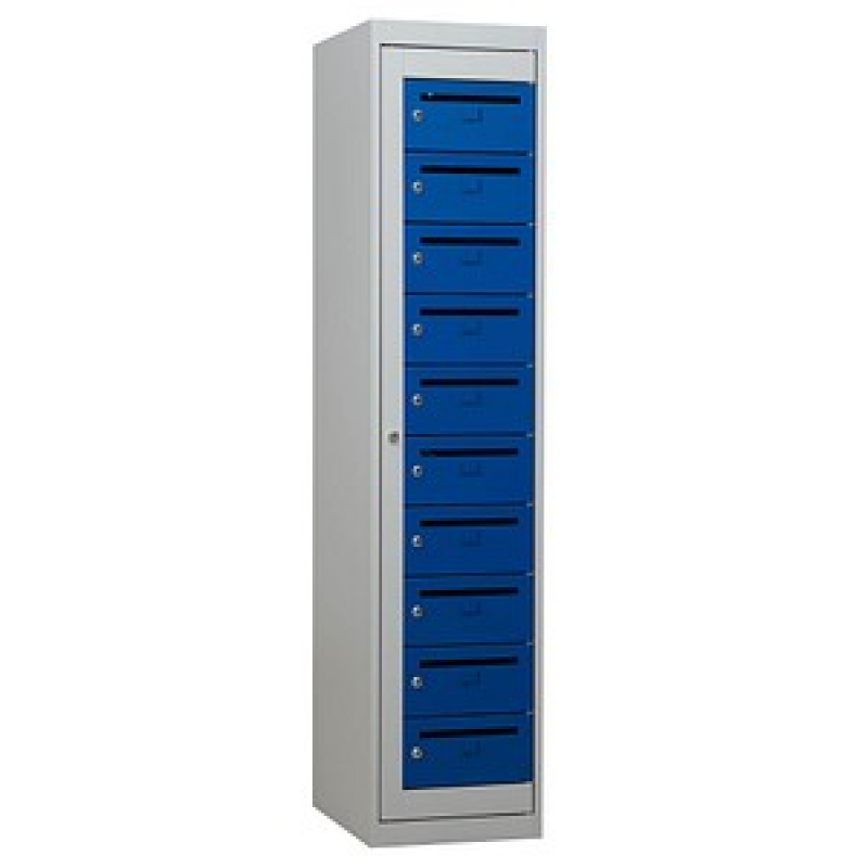 Gürkan Schließfachschrank lichtgrau, blau 111315, 10 Schließfächer 40,0 x 50,0 x 180,0 cm – Bild 1 von 7