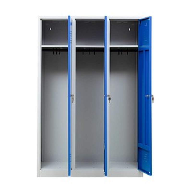 Gürkan Spind lichtgrau, enzianblau 105416, 3 Schließfächer 118,5 x 50,0 x 180,0 cm – Bild 1 von 7