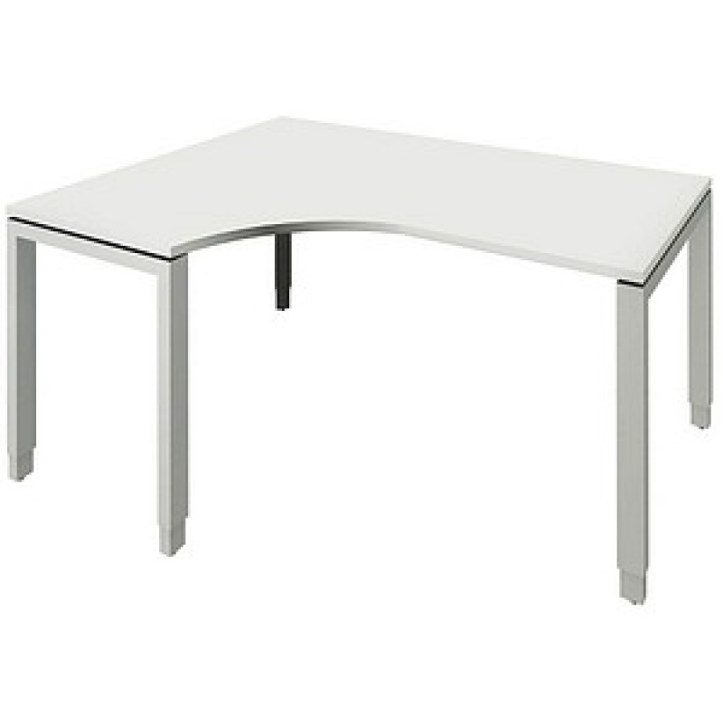 fm Sidney höhenverstellbarer Schreibtisch weiß Bogenform, 4-Fuß-Gestell Quadratrohr silber 160,0 x 80,0 cm – Bild 1 von 2