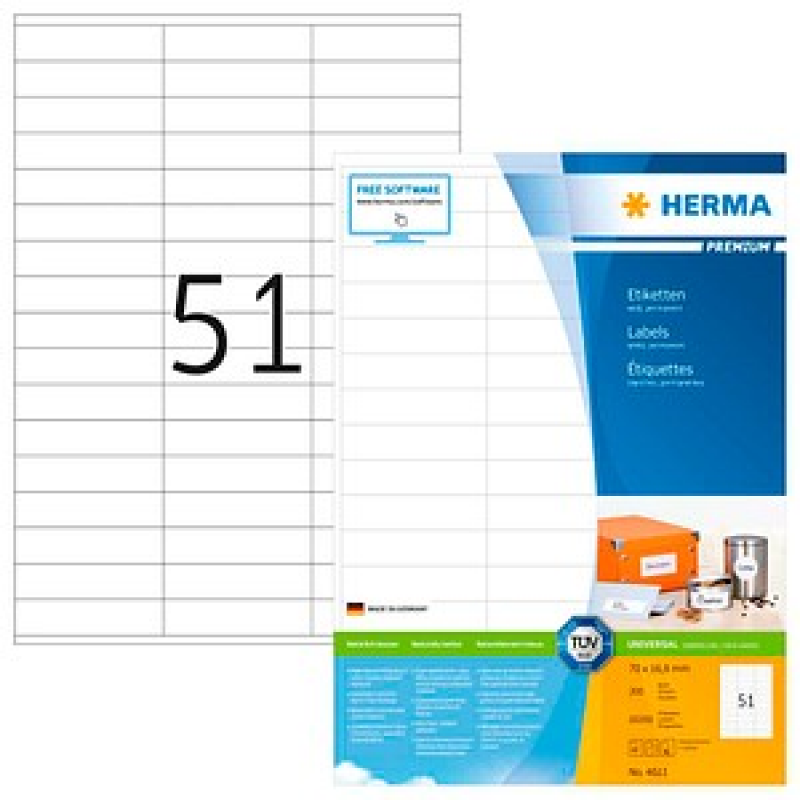 HERMA Etiketten 4611 weiß 70,0 x 16,9 mm, 200 Blatt – Bild 1 von 7