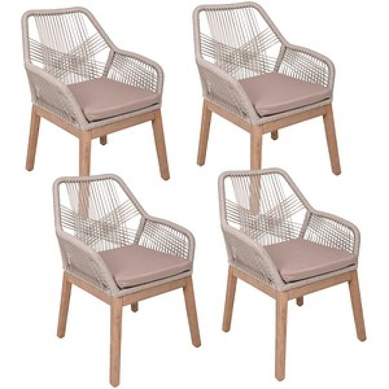 Garden Pleasure Gartenstühle mit Armlehnen POMONA beige, Holz, 4 St. – Bild 1 von 4