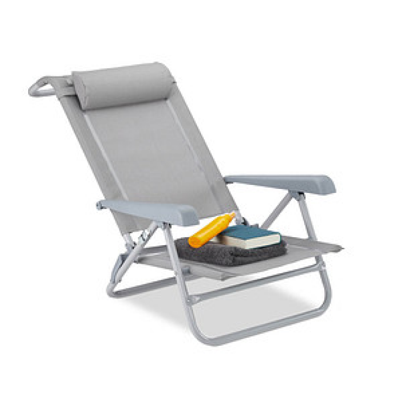 relaxdays Klappstuhl mit Armlehnen grau, 1 St. – Bild 1 von 9