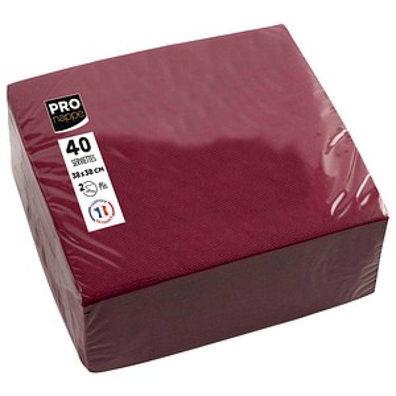 PROnappe Servietten bordeaux 2-lagig 38,0 x 38,0 cm, 40 St. – Bild 1 von 4