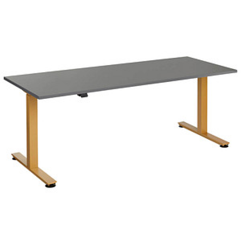 HAMMERBACHER XMST19 elektrisch höhenverstellbarer Schreibtisch grafit rechteckig, T-Fuß-Gestell gold 180,0 x 80,0 cm – Bild 1 von 11