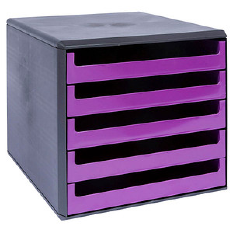 M&M Schubladenbox berry-violett 30057672, DIN A4 mit 5 Schubladen, 1 St.