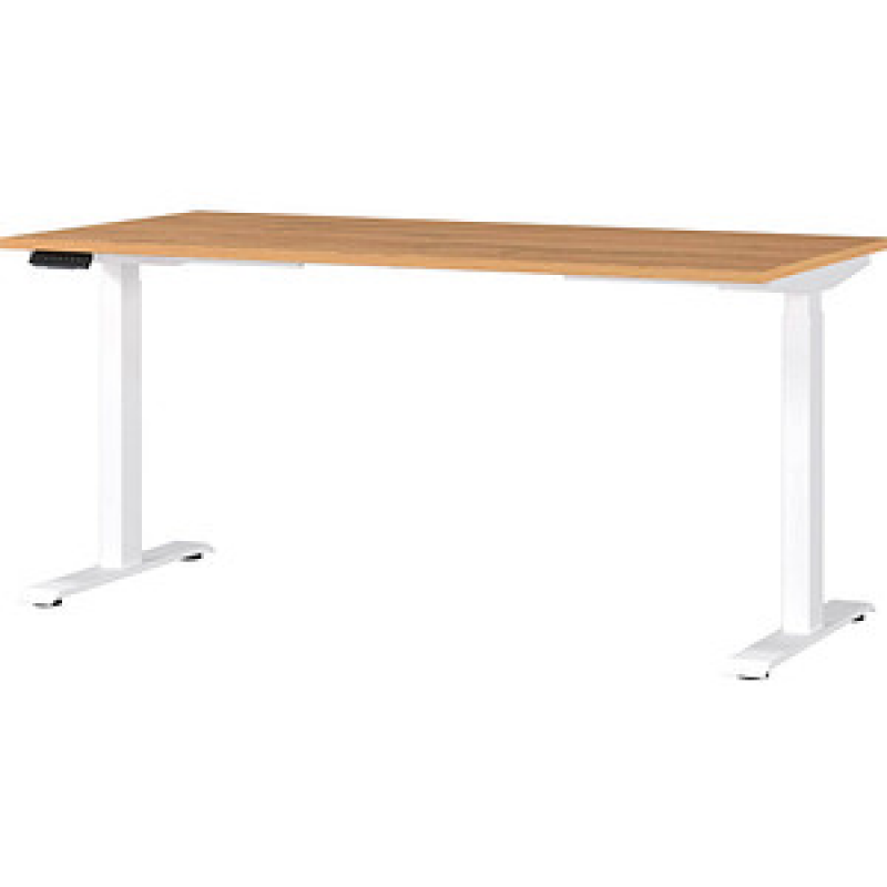 GERMANIA JET höhenverstellbarer Schreibtisch grandson-eiche rechteckig, T-Fuß-Gestell weiß 160,0 x 80,0 cm – Bild 1 von 5