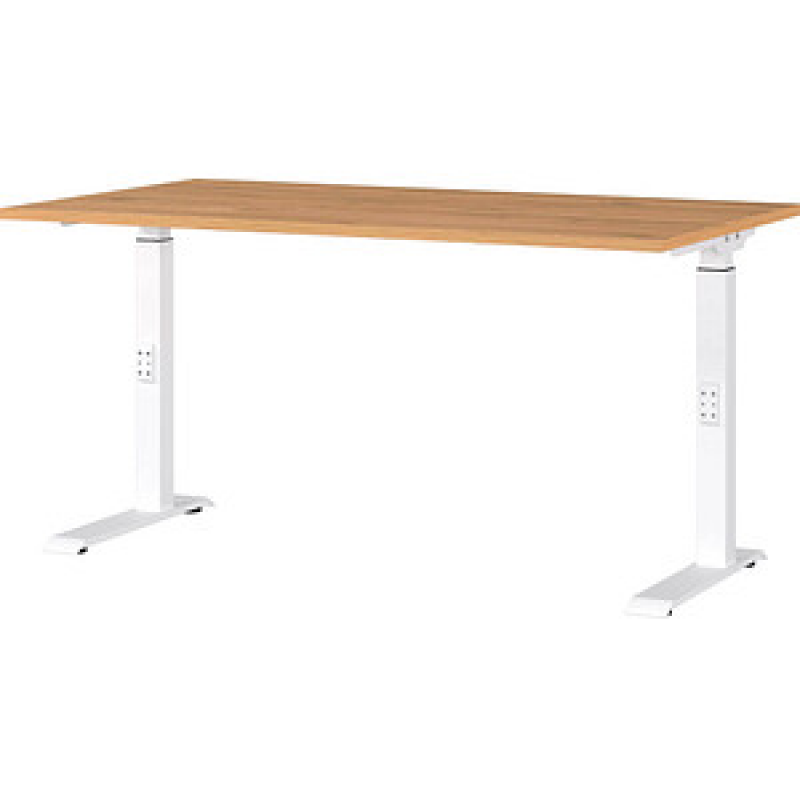 GERMANIA DOWNEY höhenverstellbarer Schreibtisch grandson-eiche rechteckig, C-Fuß-Gestell weiß 140,0 x 80,0 cm – Bild 1 von 4