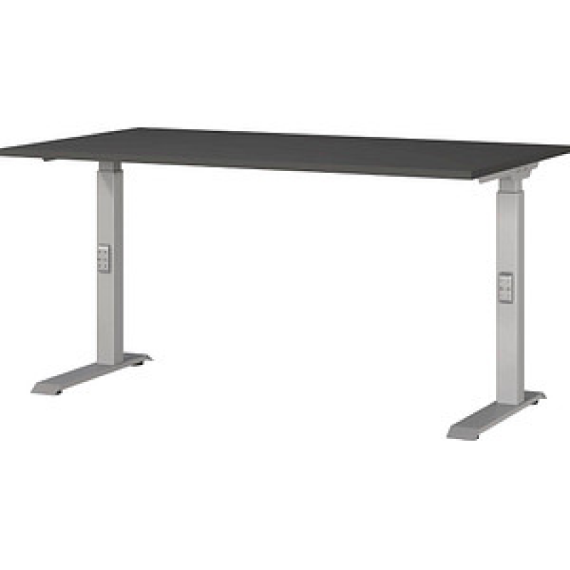 GERMANIA DOWNEY höhenverstellbarer Schreibtisch grafit rechteckig, C-Fuß-Gestell silber 140,0 x 80,0 cm – Bild 1 von 4