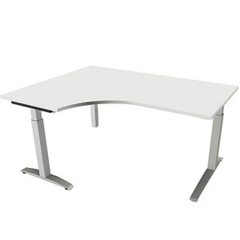 fm Sidney höhenverstellbarer Schreibtisch weiß Bogenform, C-Fuß-Gestell Quadratrohr silber 160,0 x 80,0 cm – Bild 1 von 2