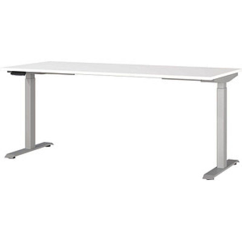GERMANIA JET höhenverstellbarer Schreibtisch weiß rechteckig, T-Fuß-Gestell silber 180,0 x 80,0 cm – Bild 1 von 5